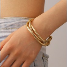 Браслет потрійний багатошаровий Fashion Jewelry переплетені ланцюги масивний біжутерія, золотистий колір (SVS) Браслет потрійний багатошаровий Fashion Jewelry переплетені ланцюги масивний біжутерія, золотистий колір (SVS)