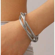 Браслет потрійний багатошаровий Fashion Jewelry переплетені ланцюги масивний біжутерія, сріблястий колір (SVS) Браслет потрійний багатошаровий Fashion Jewelry переплетені ланцюги масивний біжутерія, сріблястий колір (SVS)