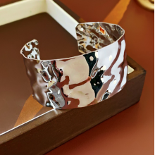 Браслет жіночий Fashion Jewelry широкий металевий карбування об'ємний сріблястий (SVS) Браслет жіночий Fashion Jewelry широкий металевий карбування об'ємний сріблястий (SVS)