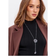 Ланцюжок краватка Fashion Jewerly Квітка Троянда підвіска на шию кольє подовжене, сріблясте (SVS) Ланцюжок краватка Fashion Jewerly Квітка Троянда підвіска на шию кольє подовжене, сріблясте (SVS)