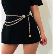 Пояс ланцюжок Fashion Jewerly тришаровий, прикраса на талію для одягу сукні в стилі old money, золотистий (SVS) Пояс ланцюжок Fashion Jewerly тришаровий, прикраса на талію для одягу сукні в стилі old money, золотистий (SVS)