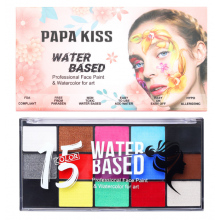 Фарби для аквагриму Papa Kiss набір для малювання на обличчі та тілі 15 кольорів водорозчинний (SVS)