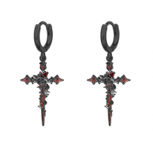 Сережки конго Fashion Jewelry хрести з трояндою в готичному стилі y2k чорні (SVS)
