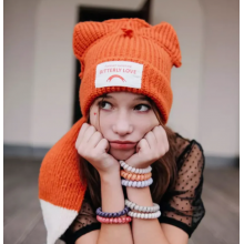 Шапка біні з довгими вушками Лисиця зимова в’язана оранжева Bitterly Love oni size (SVS) Шапка біні з довгими вушками Лисиця зимова в’язана оранжева Bitterly Love oni size (SVS)