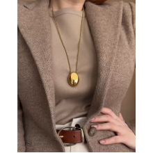 Ланцюжок Fashion Jewerly з кулоном Олива з титанової сталі подовжена підвіска кольє з кулоном овал крапля, золотиста (SVS) Ланцюжок Fashion Jewerly з кулоном Олива з титанової сталі подовжена підвіска кольє з кулоном овал крапля, золотиста (SVS)