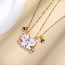 Парні підвіски Fashion Jewerly "нерозлучники" для подружок у вигляді котиків білі золотисті біжутерія (SVS) Парні підвіски Fashion Jewerly "нерозлучники" для подружок у вигляді котиків білі золотисті біжутерія (SVS)