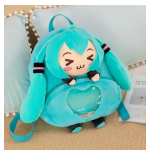 Рюкзак дитячий плюшевий Міку Хатсуне Miku Hatsune аніме вокалоїд великий 30 см бірюзовий (SVS)