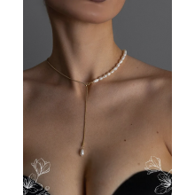 Ланцюжок кольє Fashion Jewerly краватка на шию зі штучними перлами золотистий колір біжутерія (SVS) Ланцюжок кольє Fashion Jewerly краватка на шию зі штучними перлами золотистий колір біжутерія (SVS)