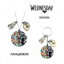Ланцюжок з кулоном на шию та брелок з героями фільму Уенсдей Адамс Wednesday сріблястий колір, 2 предмети, подарунок для дівчинки (SVS) Ланцюжок з кулоном на шию та брелок з героями фільму Уенсдей Адамс Wednesday сріблястий колір, 2 предмети, подарунок для дівчинки (SVS)