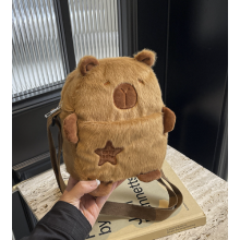 Сумка плюшева Капібара Capybara з кишенею через плече крос-боді 21x6x18 коричнева (SVS) Сумка плюшева Капібара Capybara з кишенею через плече крос-боді 21x6x18 коричнева (SVS)