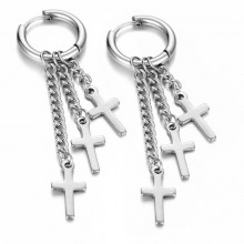 Сережки конго Fashion Jewelry 2 шт з хрестами в корейському стилі y2k сріблясті (SVS)