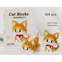 Конструктор 3D фігурка Котик "Фелікс" рудий кіт у 2-х позах міні блоки Cat bloks 439 деталей (SVS)