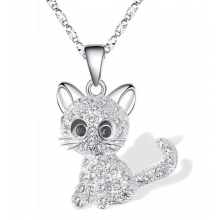 Ланцюжок Fashion Jewelry з кулоном Котик з камінцями підвіска прикраси на шию для дівчинки срібляста (SVS) Ланцюжок Fashion Jewelry з кулоном Котик з камінцями підвіска прикраси на шию для дівчинки срібляста (SVS)
