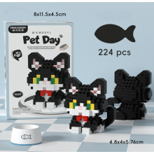 Конструктор 3D фігурка Котик "Бегемот" чорний кіт міні блоки Pet Day 224 деталей (SVS)
