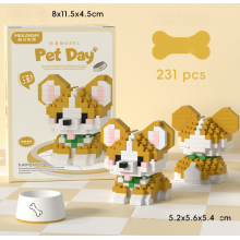 Конструктор 3D фігурка собачка Коргі рудий песик міні блоки Pet Day 231 деталь (SVS)