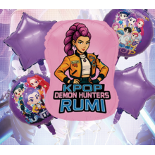 Набір повітряних куль Кпоп Мисливці на демонів KPop Demon Hunters для свята 5 шт фонтан букет з куль (SVS)