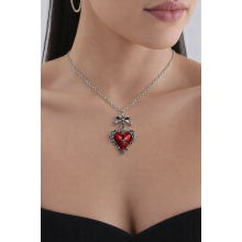 Ланцюжок Fashion Jewerly серце з хрестами та бантиками у готичному стилі, біжутерія сріблястий колір, 40+5 см (SVS) Ланцюжок Fashion Jewerly серце з хрестами та бантиками у готичному стилі, біжутерія сріблястий колір, 40+5 см (SVS)