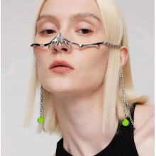 Металева маска на обличчя на ніс з ланцюжками Fashion Jewelry прикраса в стилі y2k срібляста (SVS)