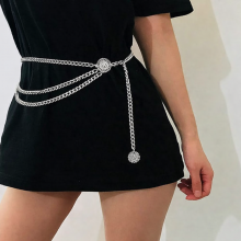 Пояс ланцюжок Fashion Jewerly тришаровий, прикраса на талію для одягу сукні в стилі old money, сріблястий (SVS) Пояс ланцюжок Fashion Jewerly тришаровий, прикраса на талію для одягу сукні в стилі old money, сріблястий (SVS)