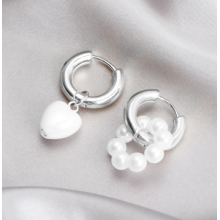 Сережки конго Fashion Jewerly трансформери кільця асиметричні біжутерія сріблястий колір (SVS)