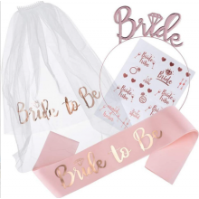 Набір на дівич-вечірки для нареченої Bride to be One Size фата обруч стрічка флеш-тату пудровий білий (SVS) Набір на дівич-вечірки для нареченої Bride to be One Size фата обруч стрічка флеш-тату пудровий білий (SVS)