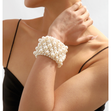Браслет на руку Fashion Jewerly святковий з намистин широкий штучні перли 6 см білий (DNN) Браслет на руку Fashion Jewerly святковий з намистин широкий штучні перли 6 см білий (DNN)