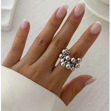 Кільце Fashion Jewelry з кульками/намистинами універсальний регульований розмір сріблястий колір (SVS) Кільце Fashion Jewelry з кульками/намистинами універсальний регульований розмір сріблястий колір (SVS)