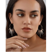 Сережки кільця із шипами Fashion Jewerly сріблясті корейський стиль готика біжутерія (SVS)
