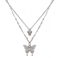Ланцюжок Fashion Jewerly подвійний з метеликом срібляста біжутерія y2k (SVS) Ланцюжок Fashion Jewerly подвійний з метеликом срібляста біжутерія y2k (SVS)