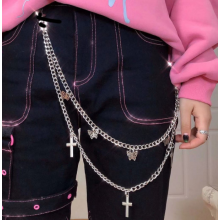 Пояс ланцюжок Fashion Jewerly обвіс-карабін з метеликами та хрестами двошарова прикраси для одягу сумки рюкзака в стилі y2k (SVS) Пояс ланцюжок Fashion Jewerly обвіс-карабін з метеликами та хрестами двошарова прикраси для одягу сумки рюкзака в стилі y2k (SVS)