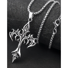 Ланцюжок Fashion Jewelry з масивним хрестом у готичному панк стилі вогняний хрест для чоловіків для жінок (SVS) Ланцюжок Fashion Jewelry з масивним хрестом у готичному панк стилі вогняний хрест для чоловіків для жінок (SVS)