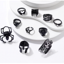 Набір кілець Fashion Jewelry в корейському стилі y2k готика біжутерія 10 штук, one size чорні (SVS)