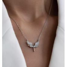 Ланцюжок Fashion Jewerly Крила Ангела підвіска на шию в стилі Тіффані y2k kpop сріблястий (SVS) Ланцюжок Fashion Jewerly Крила Ангела підвіска на шию в стилі Тіффані y2k kpop сріблястий (SVS)