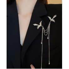 Брошка Fashion Jewerly дві ластівки з ланцюжками жіноча біжутерія, срібляста (SVS) Брошка Fashion Jewerly дві ластівки з ланцюжками жіноча біжутерія, срібляста (SVS)