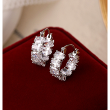 Сережки Fashion Jewerly маленькі з камінцями, сережки кільця вечірні, сріблястий колір (SVS)