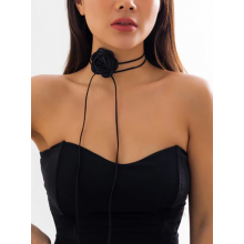 Чокер на шию квітка з трояндою на шнурку, чорний, прикраса на шию, Fashion Jewelry (SVS) Чокер на шию квітка з трояндою на шнурку, чорний, прикраса на шию, Fashion Jewelry (SVS)