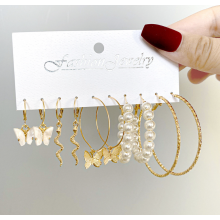 Набір сережок Fashion Jewelry метелика 5 пар біжутерія золотистий колір (SVS) Набір сережок Fashion Jewelry метелика 5 пар біжутерія золотистий колір (SVS)