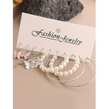 Набір сережок Fashion Jewelry метелика 5 пар біжутерія сріблястий колір (SVS) Набір сережок Fashion Jewelry метелика 5 пар біжутерія сріблястий колір (SVS)