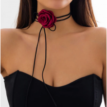 Чокер на шию квітка з трояндою на шнурку, бордовий, прикраса на шию, Fashion Jewelry (SVS) Чокер на шию квітка з трояндою на шнурку, бордовий, прикраса на шию, Fashion Jewelry (SVS)