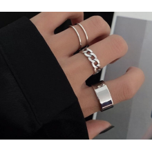 Набір парних кілець Fashion Jewelry біжутерія регульовані, сріблясті 3 шт (SVS) Набір парних кілець Fashion Jewelry біжутерія регульовані, сріблясті 3 шт (SVS)