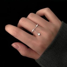 Кільце з ланцюжком біжутерія Fashion Jewelry покрите сріблом 925, регулюване, сріблясте (SVS) Кільце з ланцюжком біжутерія Fashion Jewelry покрите сріблом 925, регулюване, сріблясте (SVS)