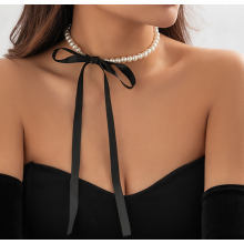 Чокер перли з стрічкою на шию, прикраса кольє Fashion Jewerly (SVS) Чокер перли з стрічкою на шию, прикраса кольє Fashion Jewerly (SVS)