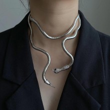 Кольє-чокер металевий Змія сріблястого кольору, металеве намисто Fashion Jewerly (АА)
