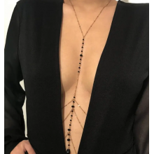 Ланцюжок бодічейн Fashion Jewerly на тіло талію одяг жіноча прикраса ланцюг золотистий з чорними камінцями біжутерія (SVS) Ланцюжок бодічейн Fashion Jewerly на тіло талію одяг жіноча прикраса ланцюг золотистий з чорними камінцями біжутерія (SVS)