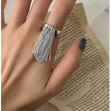 Кільце Fashion Jewerly з ланцюжками, кільце бахрама регульоване, покриття срібло S925, сріблясте (SVS) Кільце Fashion Jewerly з ланцюжками, кільце бахрама регульоване, покриття срібло S925, сріблясте (SVS)